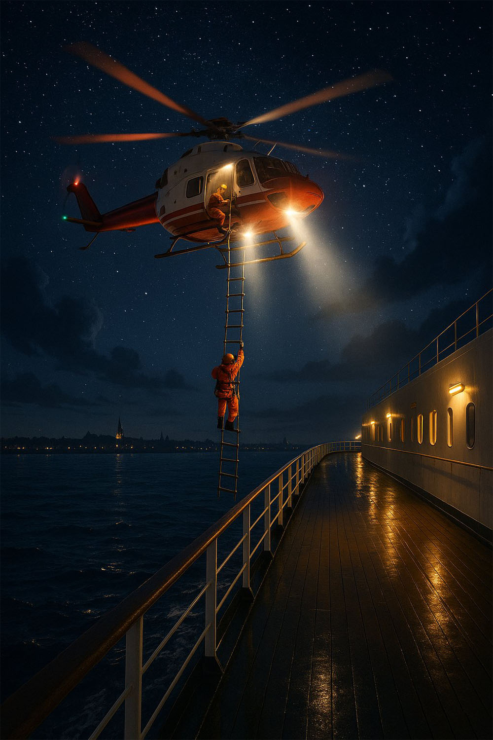 Harbour Pilot Boarding By Helicopter